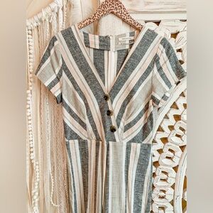 Urban Outfitters Gray and Pink Striped Jumpsuit